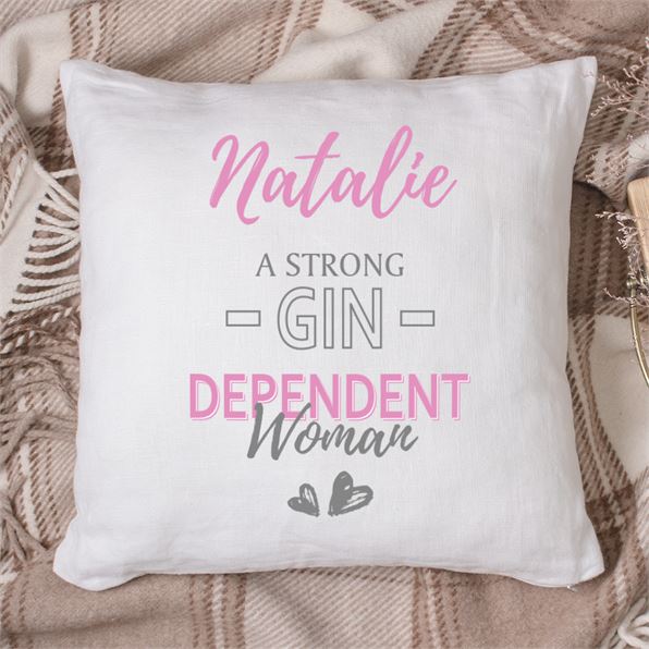 Personalised Gin Dependent Woman Cushion