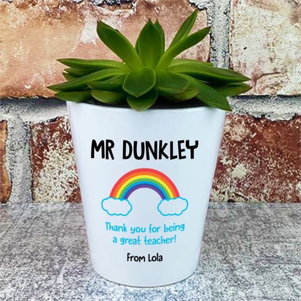 Personalised Rainbow Teacher Plant Pot