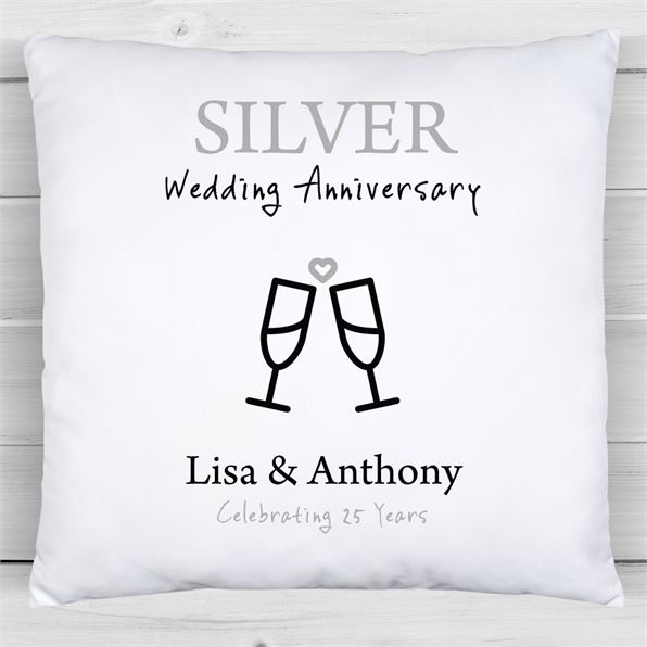 Personalised Silver Anniversary Cushion