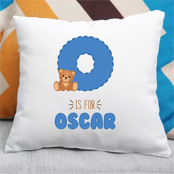 Personalised Letter Is For Cushion - Blue