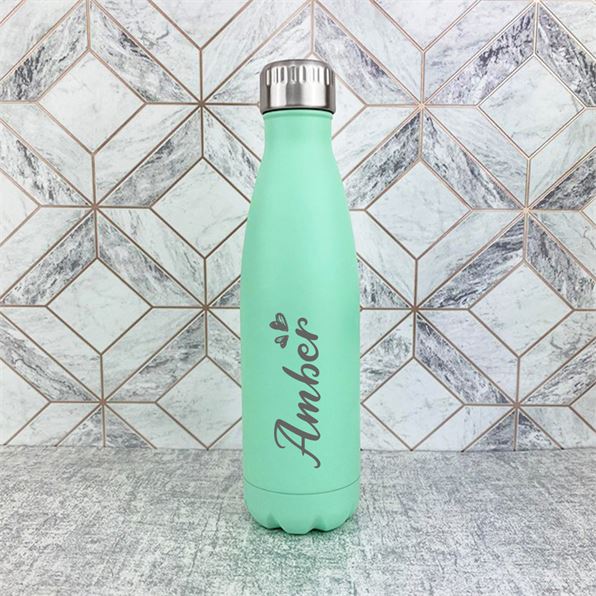 Personalised Name With Hearts Bottle Mint Green