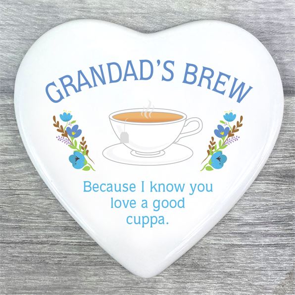 Personalised Grandad's Brew Heart Coaster