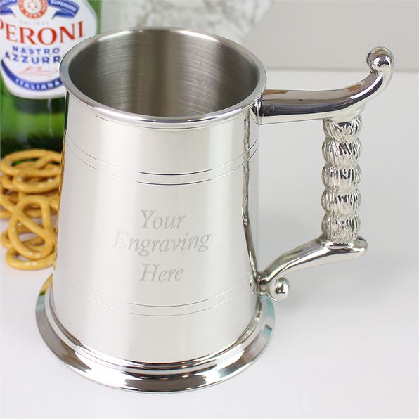 1pt Sheffield Pewter Tankard with Rope Handle