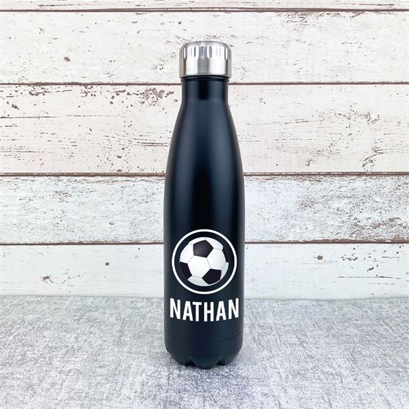 Personalised Football Drinks Bottle Black