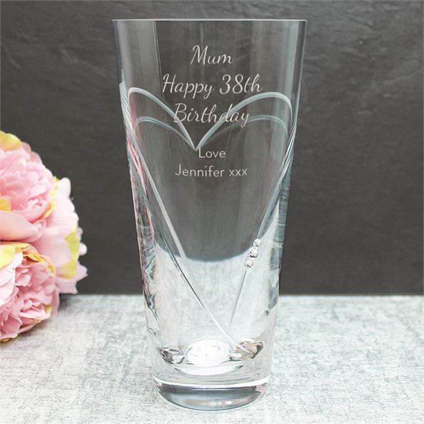 Personalised Swarovski Diamante Birthday Glass Vase