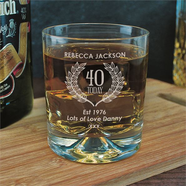 Personalised 40th Birthday Whisky Glass