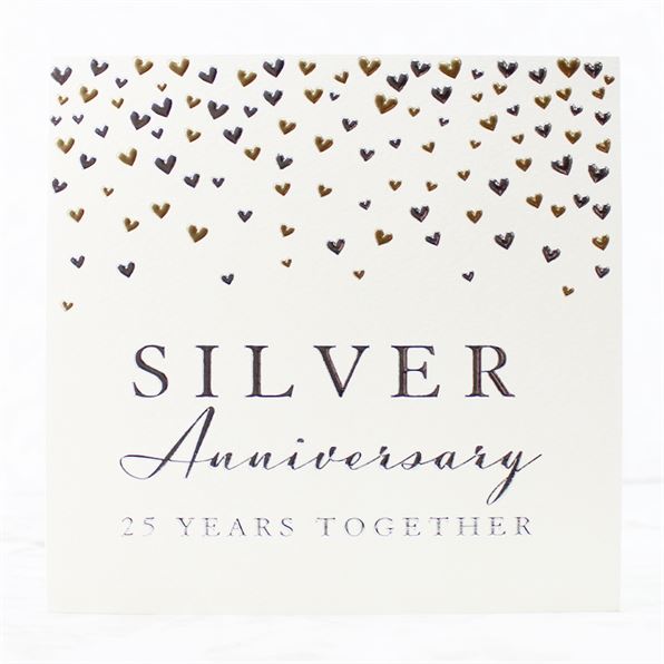 Foil Embossed Silver Anniversary Greeting Card