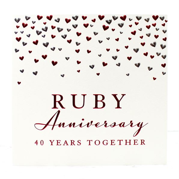 Foil Embossed Ruby Anniversary Greeting Card