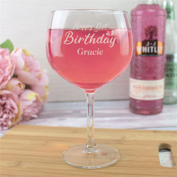 Personalised 21st Birthday Balloon Gin Glass