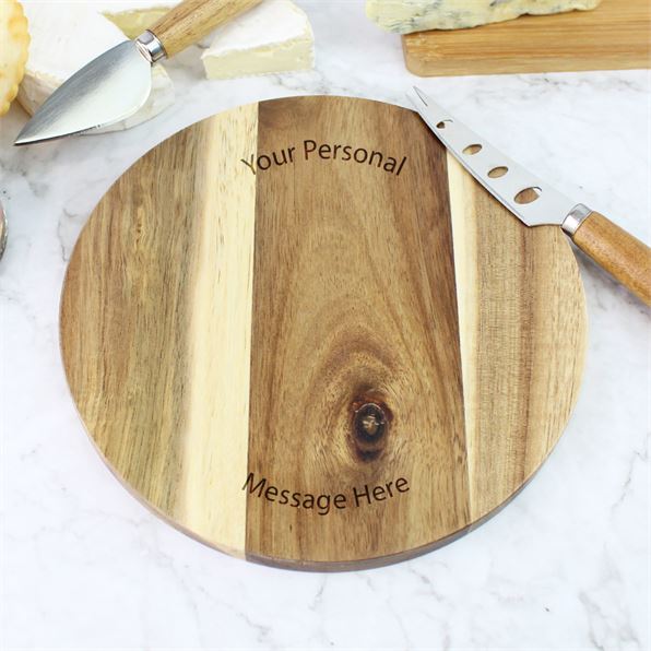 Personalised Wooden Round Cheese Board Gift Set