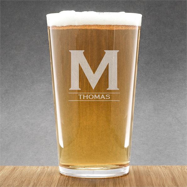 Personalised Large Initial & Surname Pint Glass