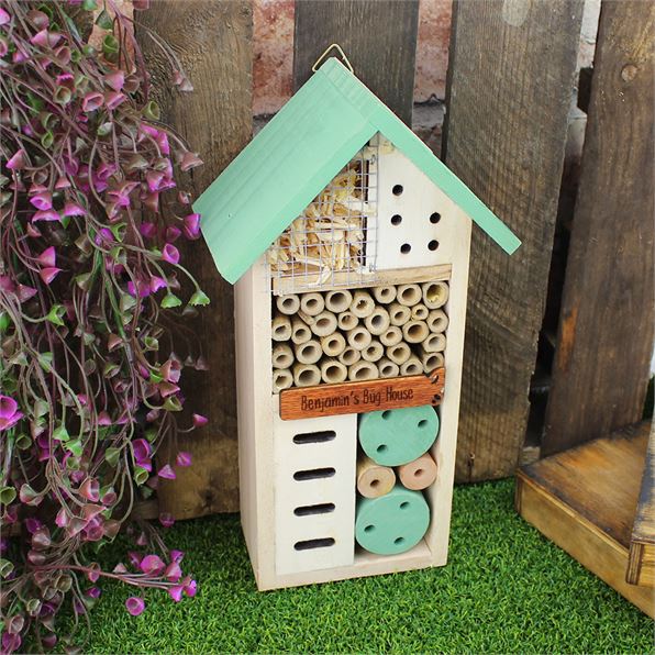 Personalised Bee & Insect House 3 Storey Green