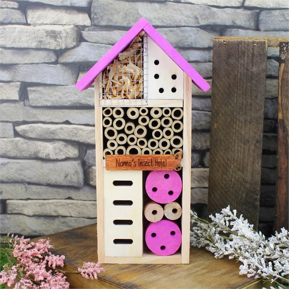 Personalised Insect Hotel 3 Storey Pink