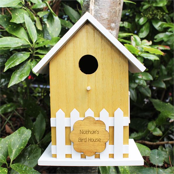 Personalised Bird House With Picket Fence