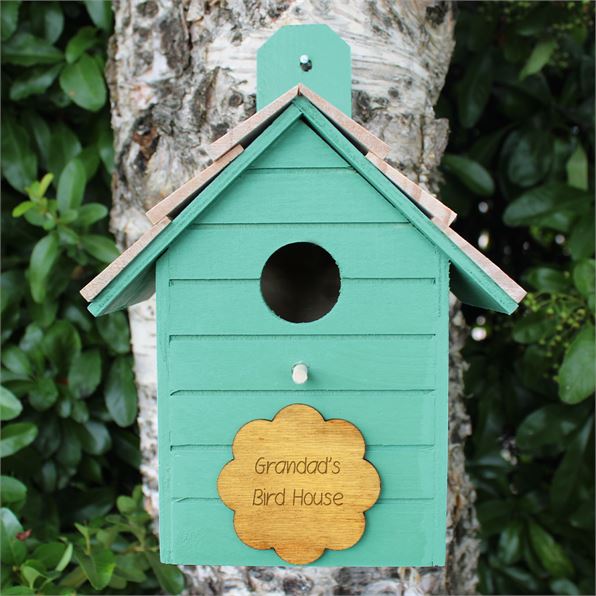 Wooden Bird House Beach Hut Style - Mint Green