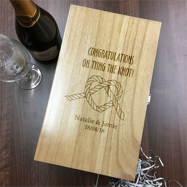 Tie The Knot Double Wooden Wine Box