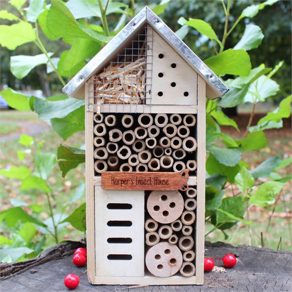 Personalised Bee & Insect House with Metal Roof