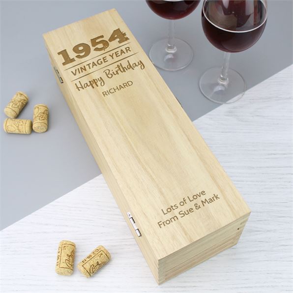 Personalised Vintage Year Birthday Wooden Wine Box