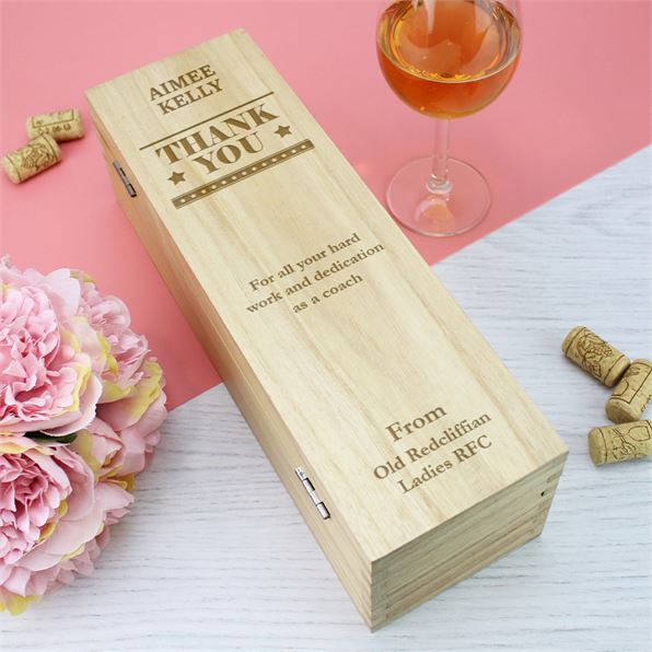 Thank You Personalised Wine Box - Star Design
