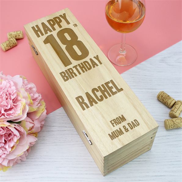 Happy 18th Birthday Personalised Wooden Wine Box