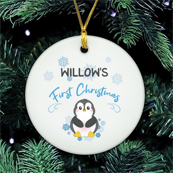 Personalised First Christmas Round Hanging Decoration
