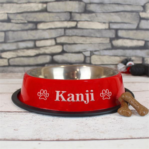 Personalised Name Design Red Dog Bowl