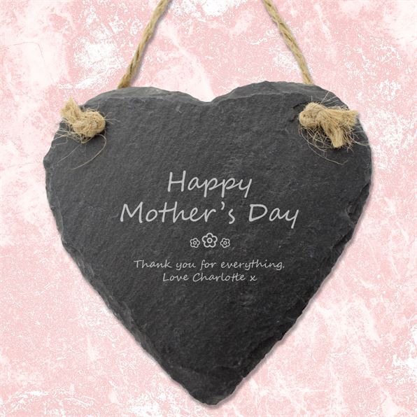 Happy Mother's Day Personalised Slate Hanging Heart