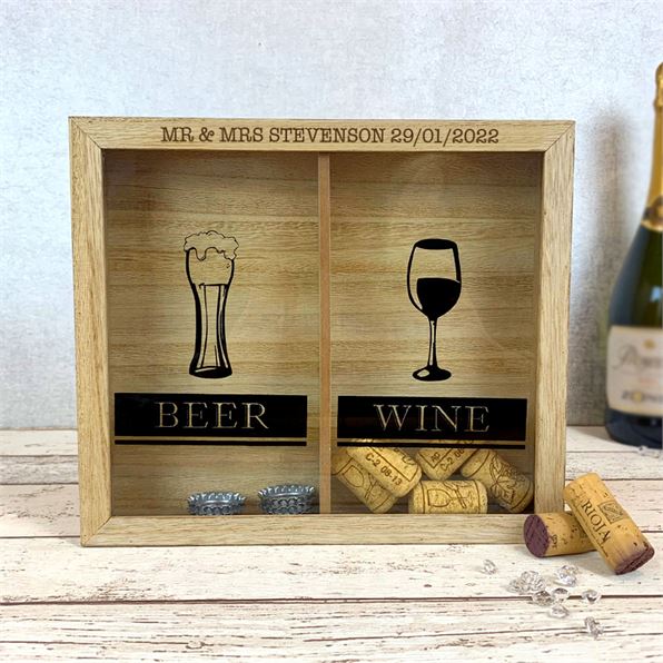Personalised Wine Cork and Beer Cap Collector Box