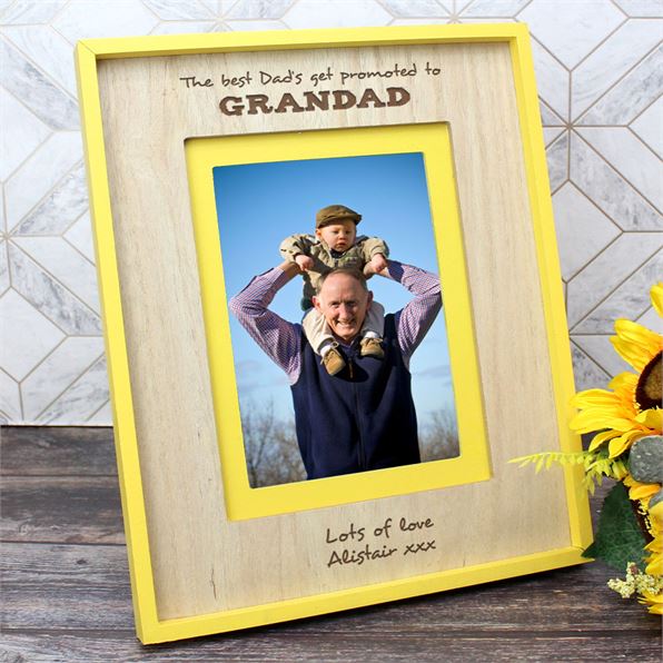 Promoted to Grandad Wooden Photo Frame Rectangle