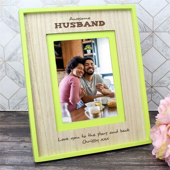 Rectangle Personalised Husband Wooden Photo Frame