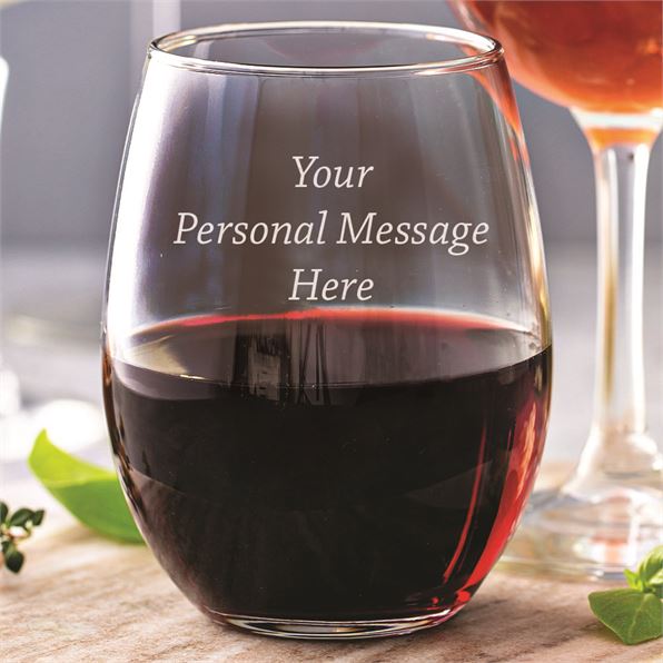 Personalised Stemless Wine Glass