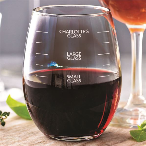 Personalised Stemless Wine Glass - Large Measures