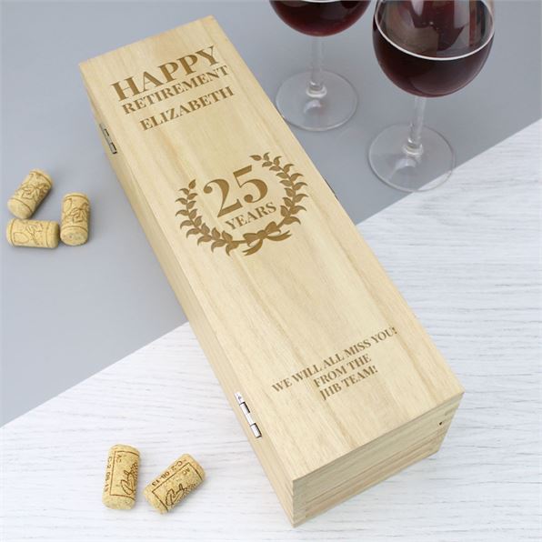 Personalised Retirement Laurel Wreath Wine Box