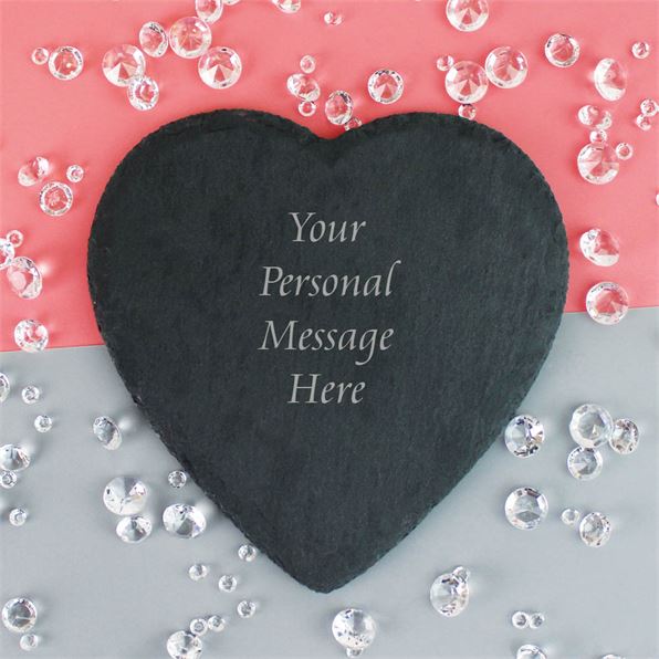 Personalised Message Slate Heart Coaster