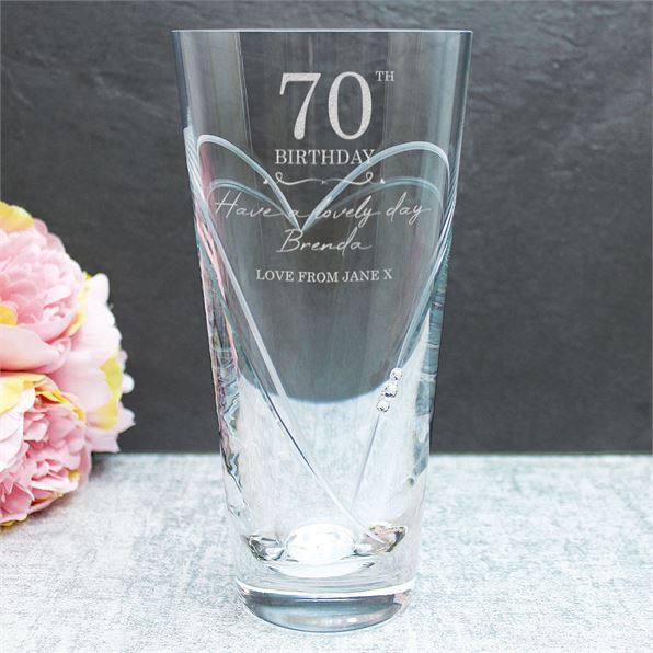 Personalised Swarovski Diamante 70th Birthday Glass Vase