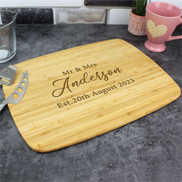 Personalised Mr & Mrs Bamboo Chopping Board