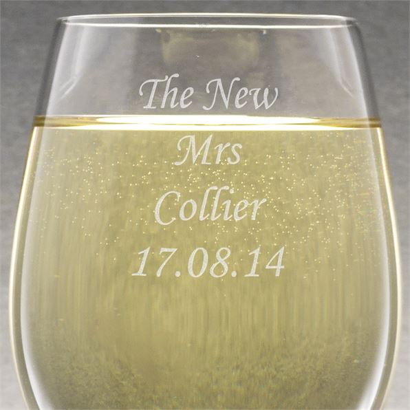 Personalised Bride Wine Glass - The New Mrs…